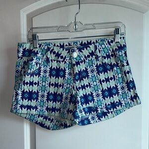 Old Navy Blue and White Patterned Jean Shorts